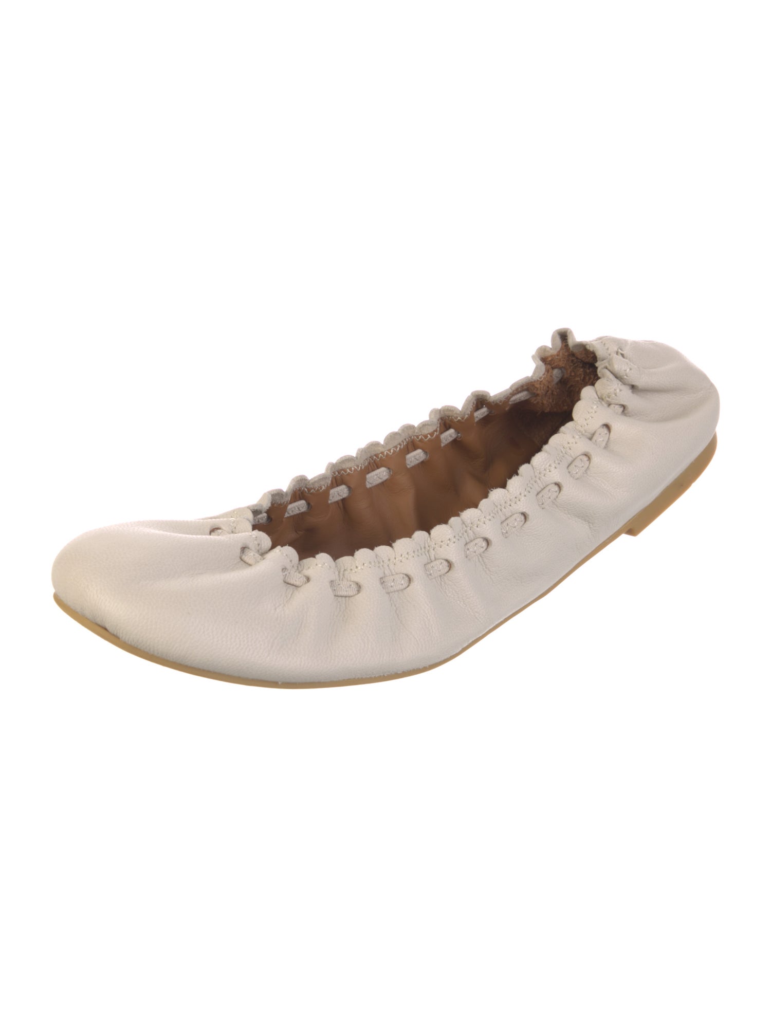 See by Chloé Leather Scalloped Accent Ballet Flats