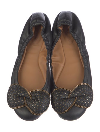 See by Chloé Leather Chain-Link Accents Ballet Flats