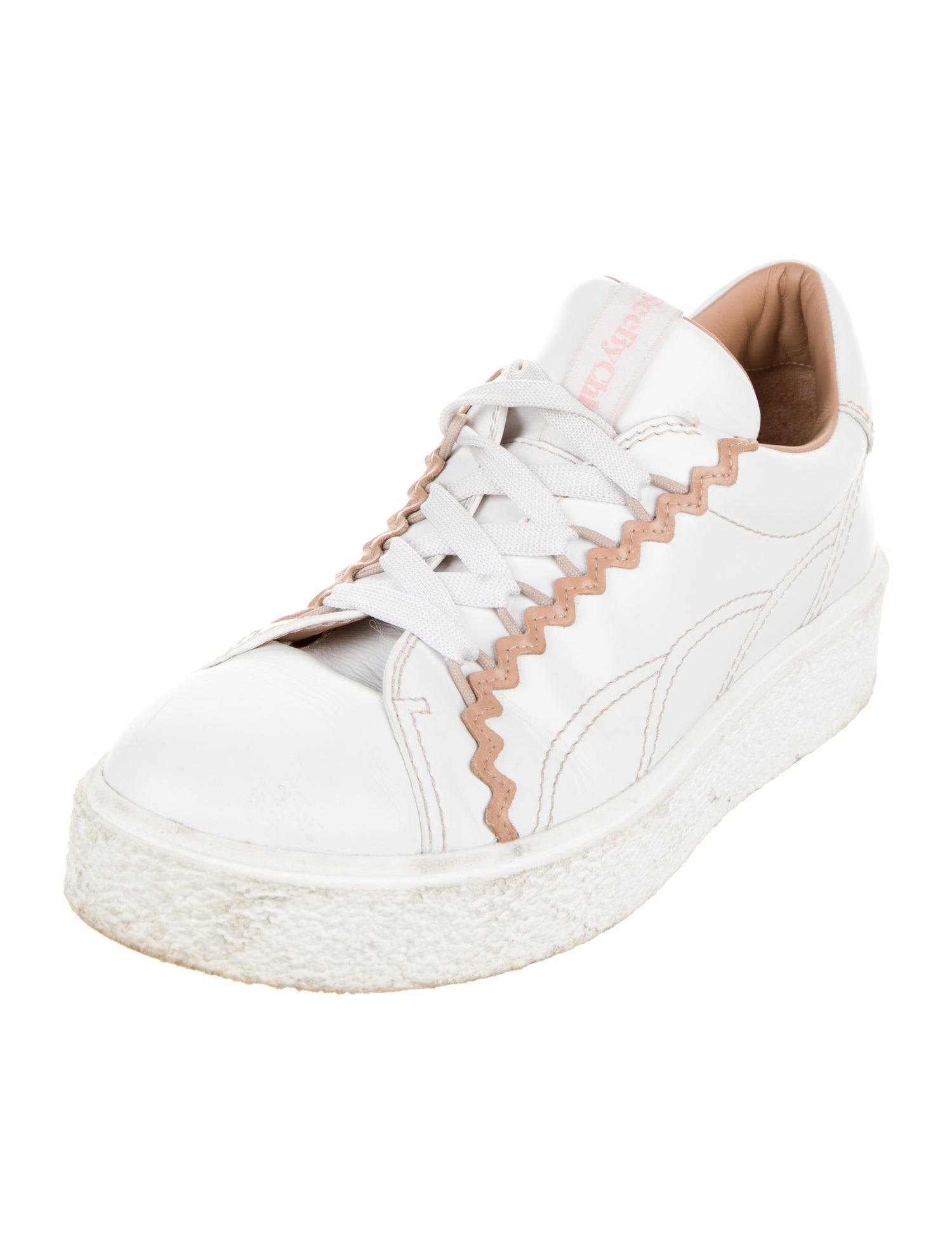 See by Chloé Leather Scalloped Accent Sneakers