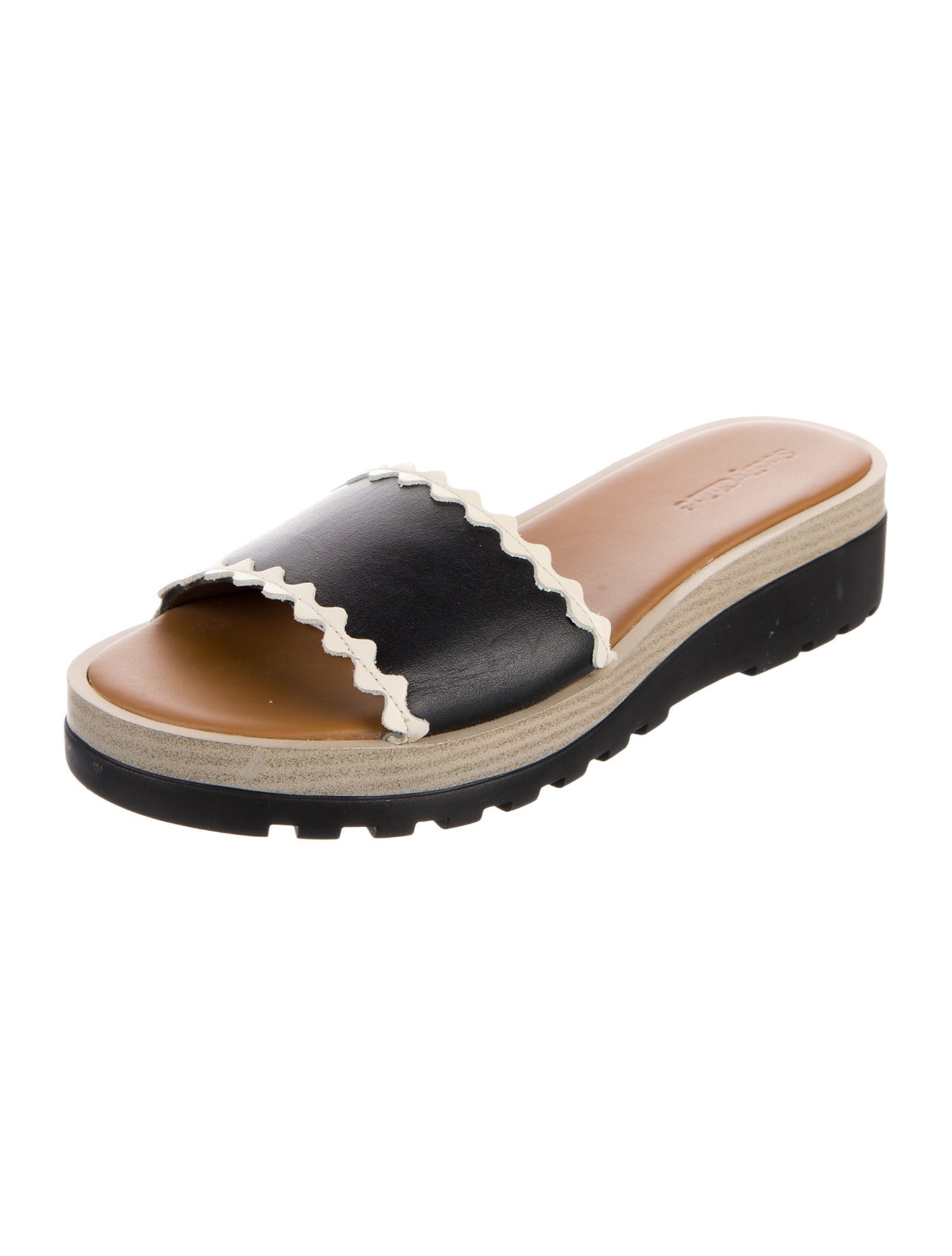 See by Chloé Leather Colorblock Pattern Slides