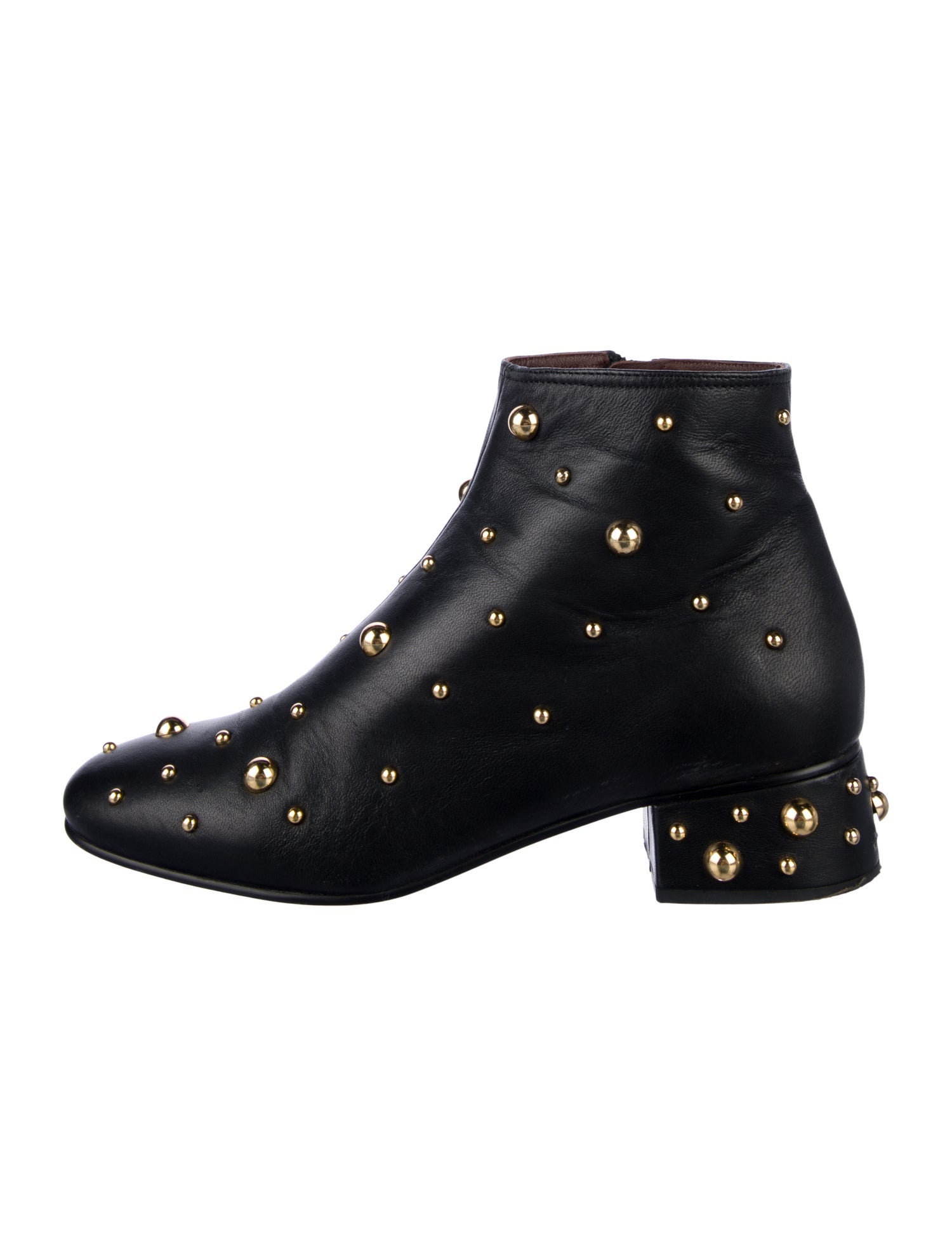 See by Chloé Patent Leather Studded Accents Combat Boots