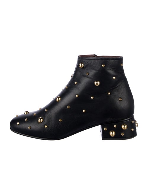 See by Chloé Patent Leather Studded Accents Combat Boots