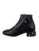 See by Chloé Patent Leather Studded Accents Combat Boots