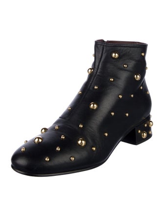 See by Chloé Patent Leather Studded Accents Combat Boots