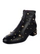 See by Chloé Patent Leather Studded Accents Combat Boots