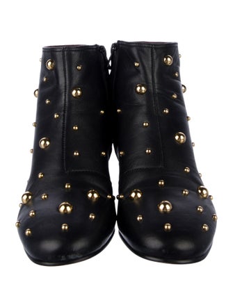 See by Chloé Patent Leather Studded Accents Combat Boots