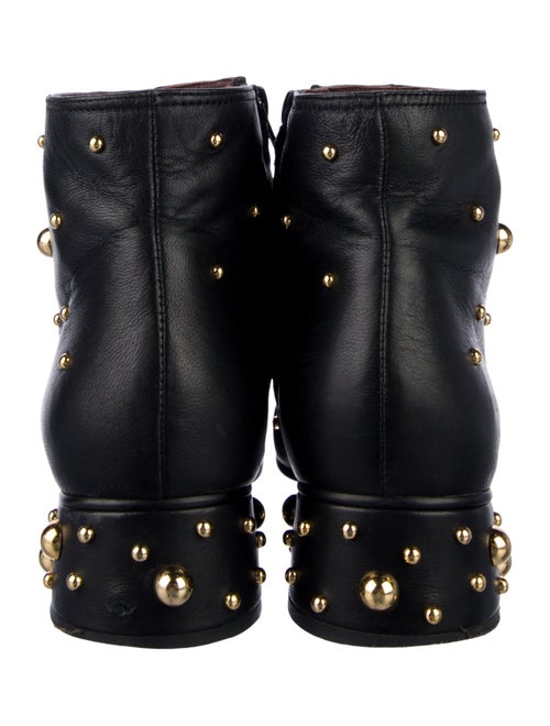 See by Chloé Patent Leather Studded Accents Combat Boots