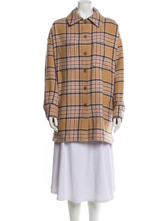 See by Chloé Wool Plaid Print Coat