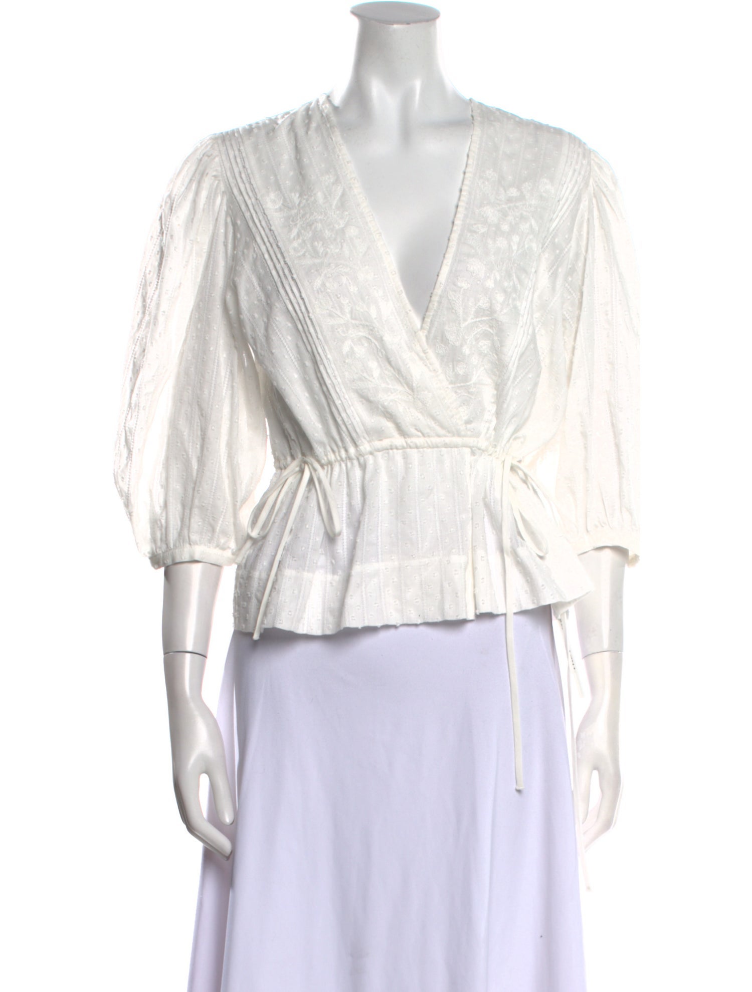 See by Chloé V-Neck Three-Quarter Sleeve Crop Top