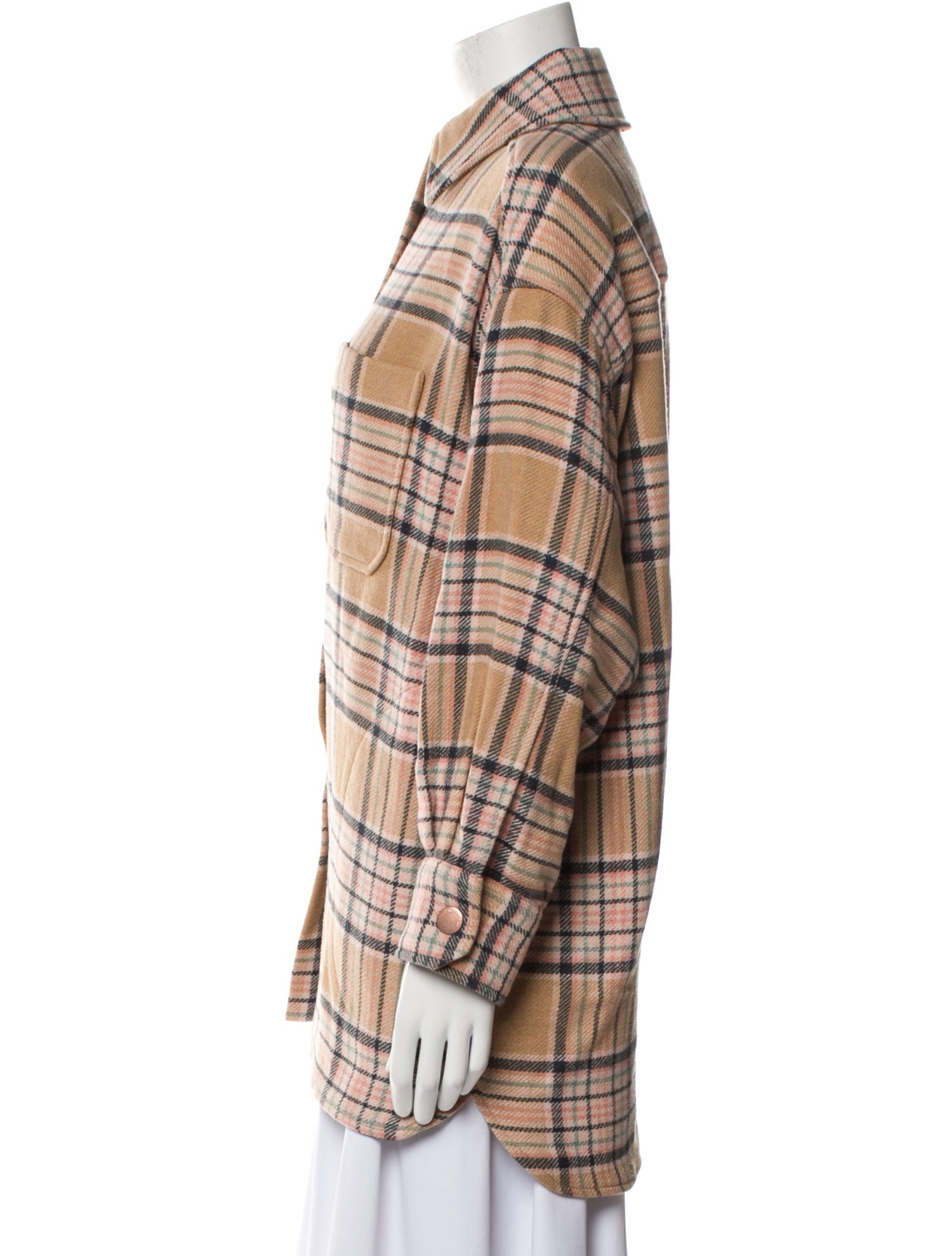 See by Chloé Wool Plaid Print Coat