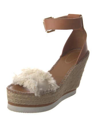 See by Chloé Leather Raw-Edge Trim Espadrilles