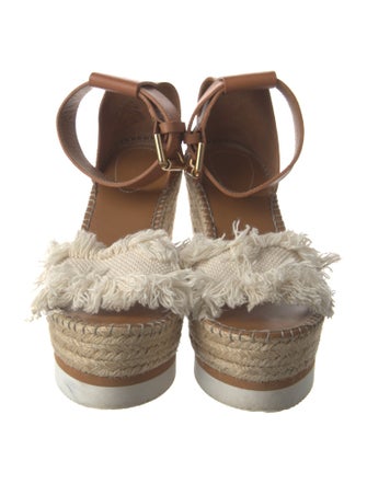 See by Chloé Leather Raw-Edge Trim Espadrilles