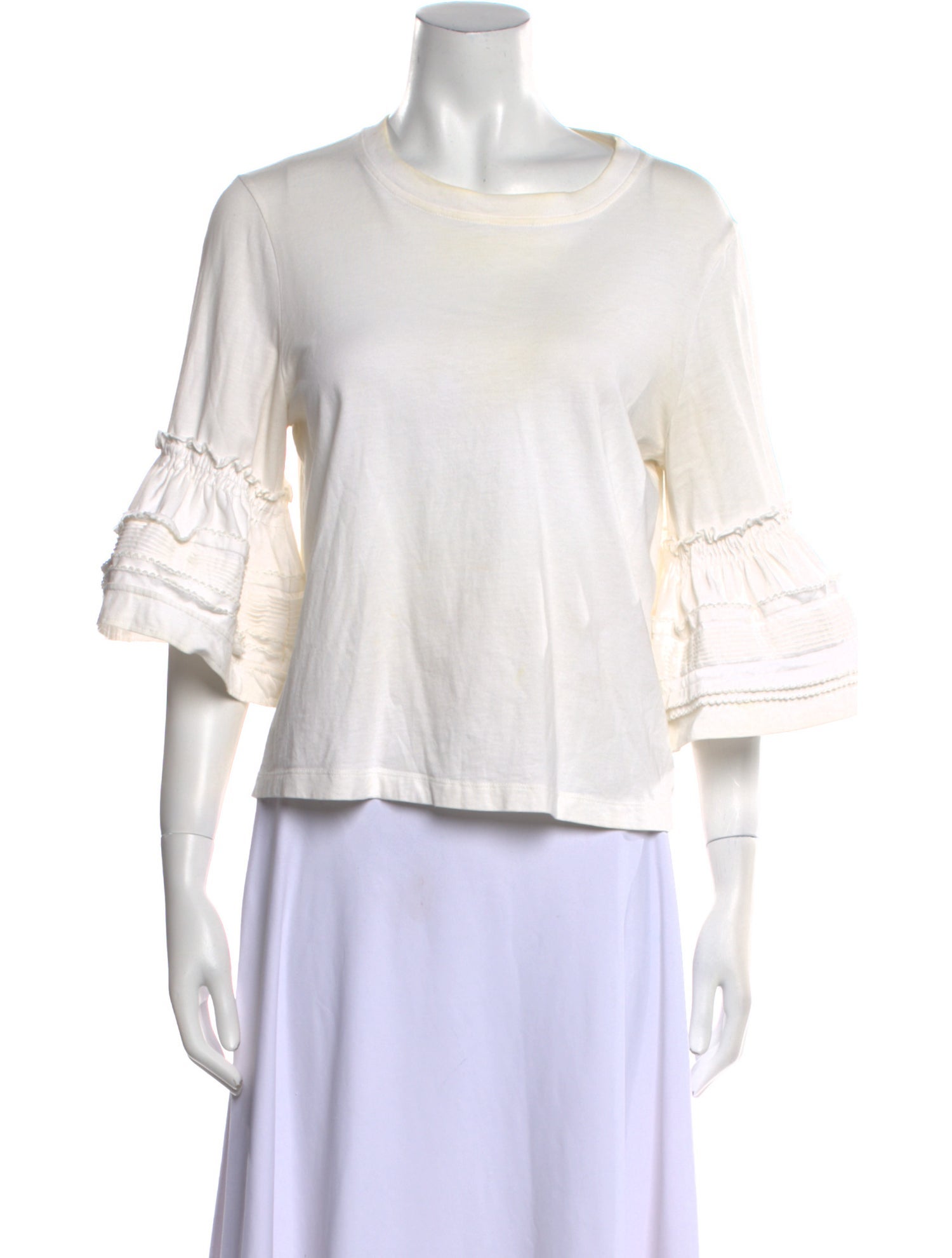 See by Chloé Scoop Neck Three-Quarter Sleeve Crop Top