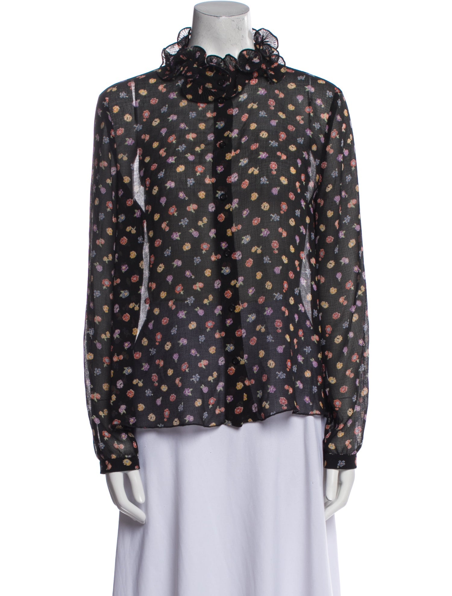 See by Chloé Floral Print Mock Neck Blouse