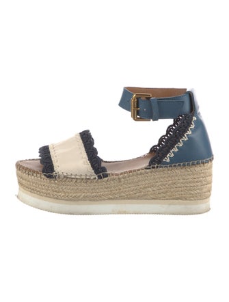 See by Chloé Leather Crochet Trim Espadrilles