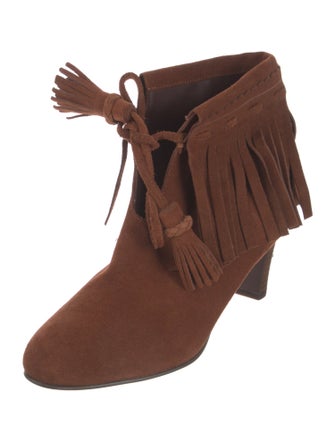 See by Chloé Suede Tassel Accents Lace-Up Boots