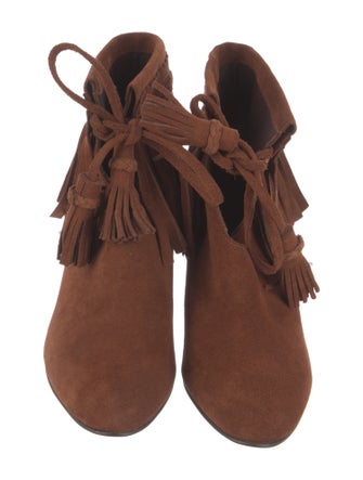 See by Chloé Suede Tassel Accents Lace-Up Boots