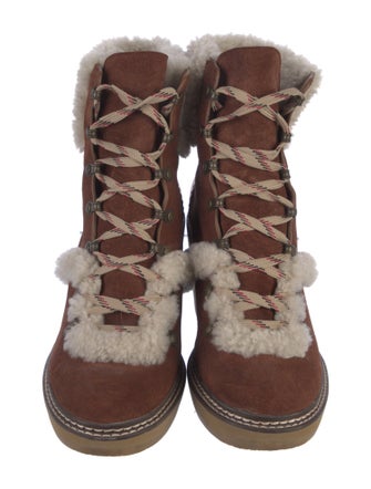 See by Chloé Suede Colorblock Pattern Lace-Up Boots