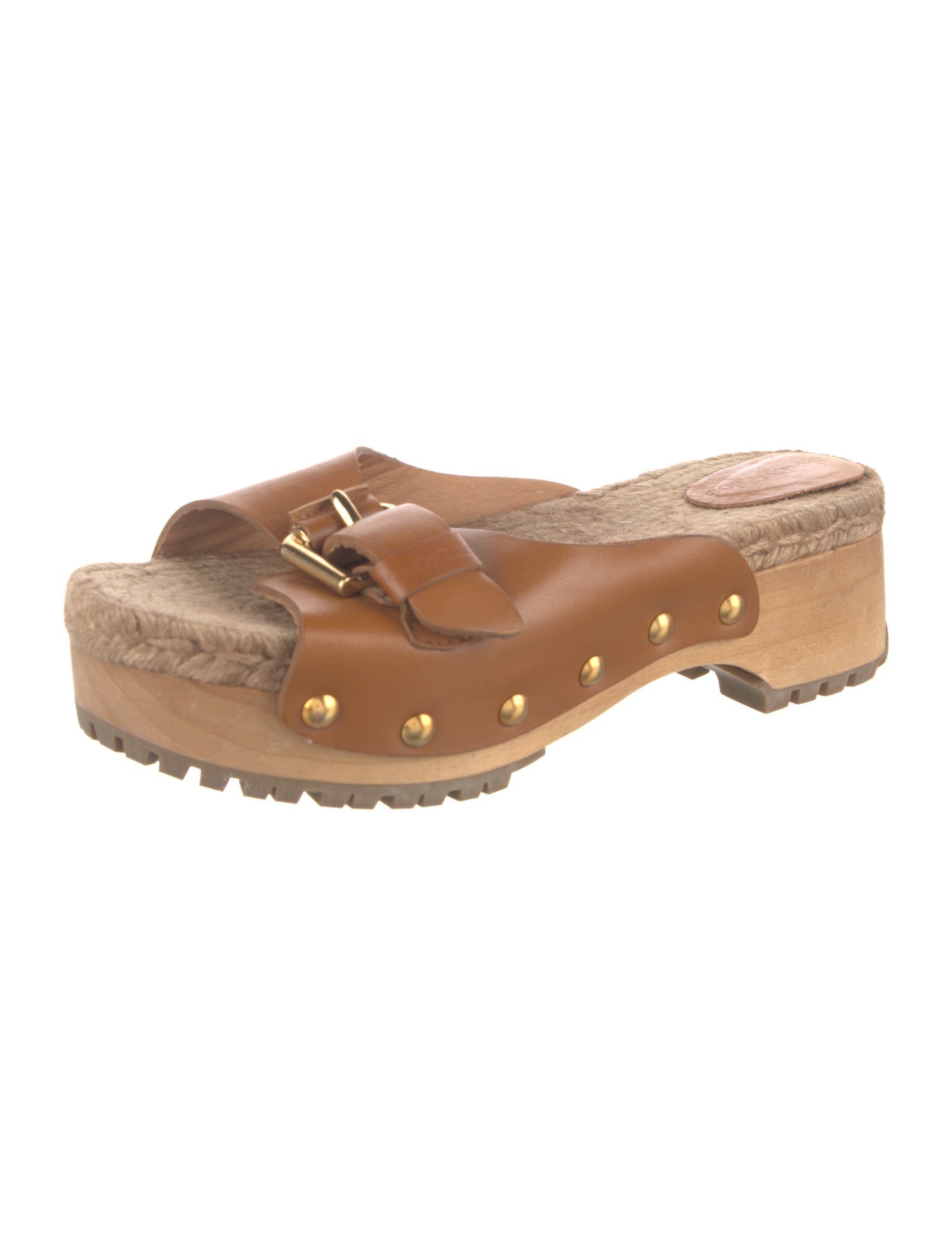 See by Chloé Leather Studded Accents Slides