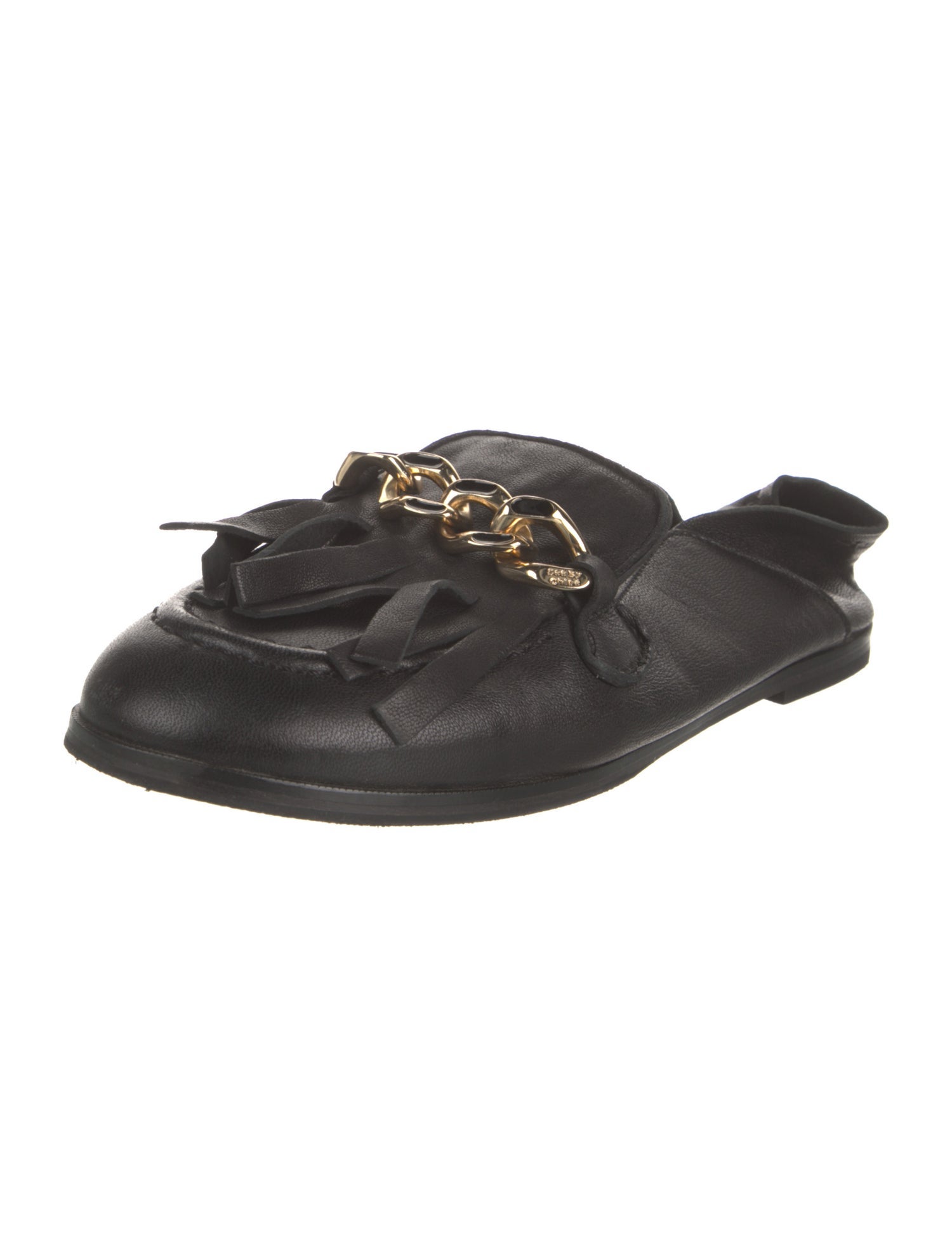 See by Chloé Leather Chain-Link Accents Mules