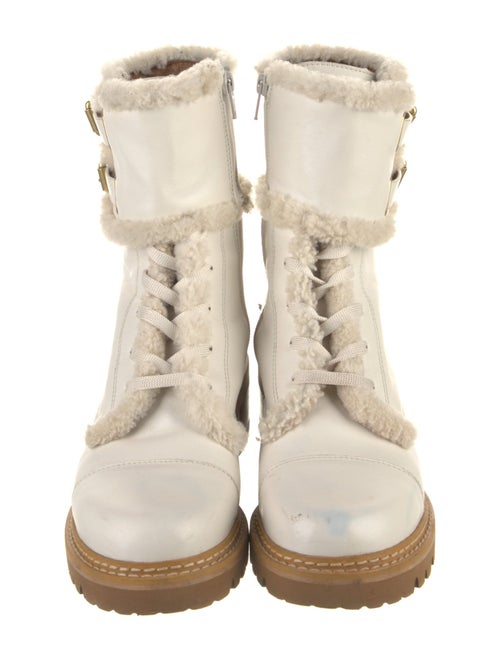 See by Chloé Leather Faux Fur Trim Combat Boots