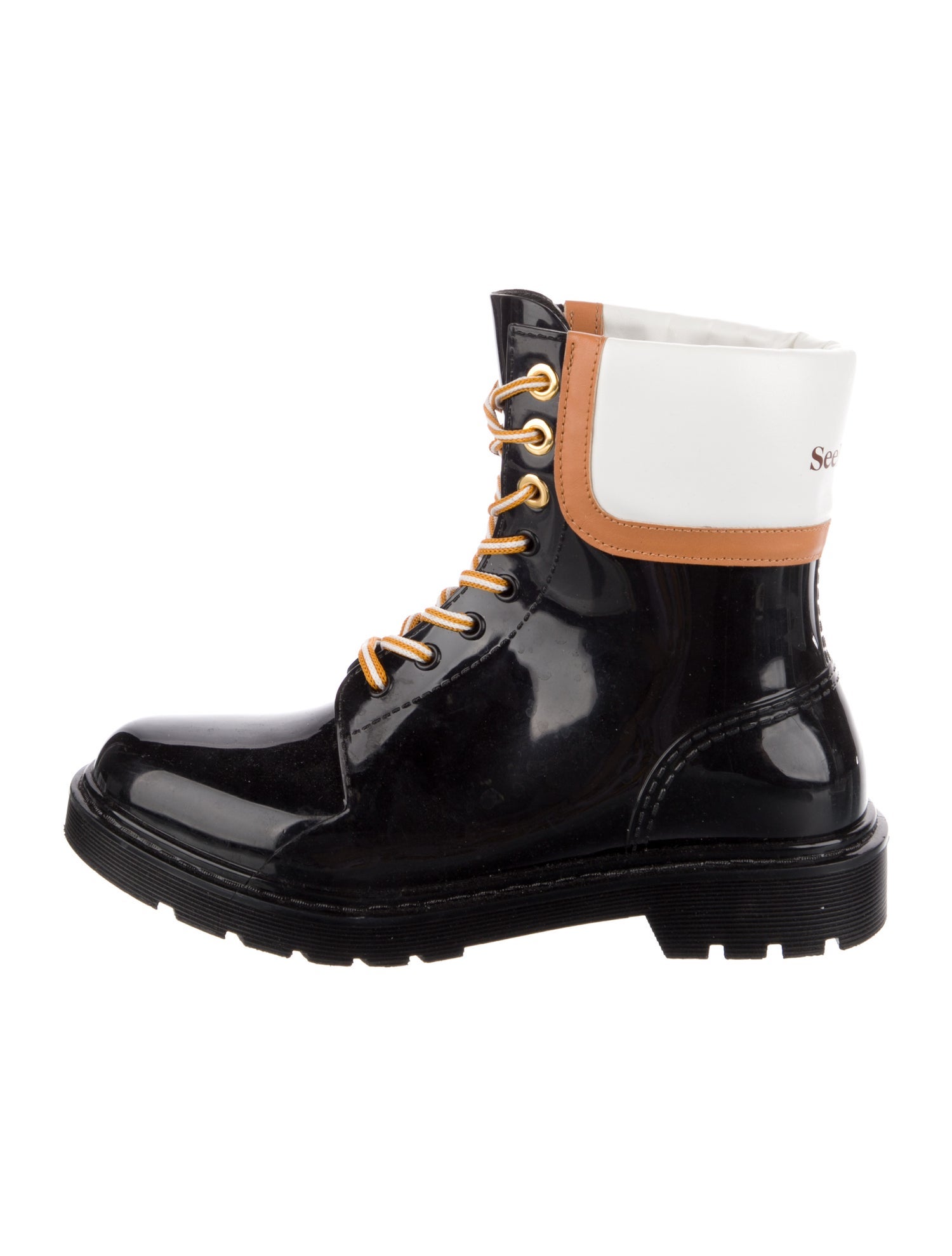 See by Chloé Rubber Colorblock Pattern Rain Boots