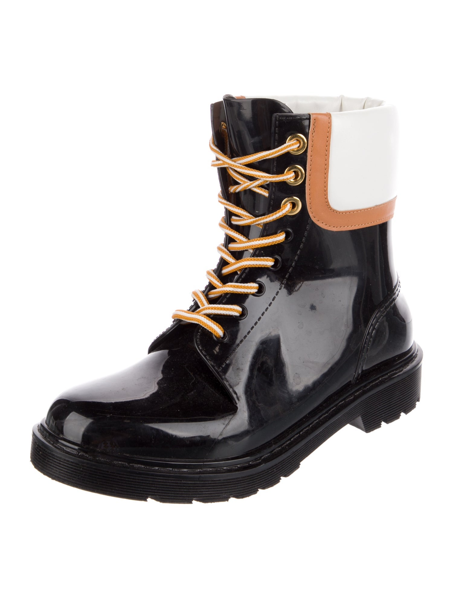 See by Chloé Rubber Colorblock Pattern Rain Boots