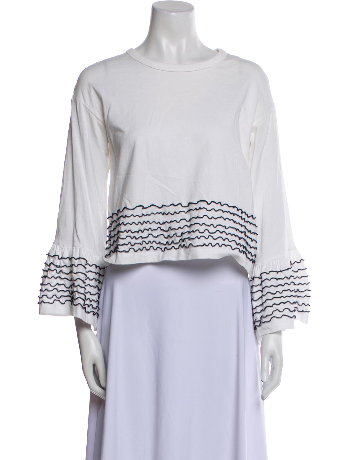 See by Chloé Striped Bateau Neckline Crop Top