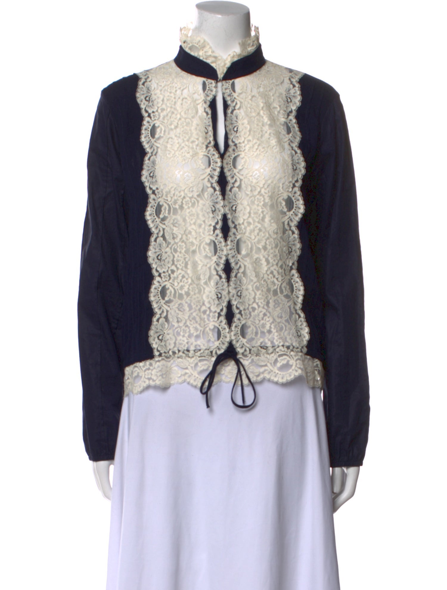See by Chloé Lace Pattern Mock Neck Blouse