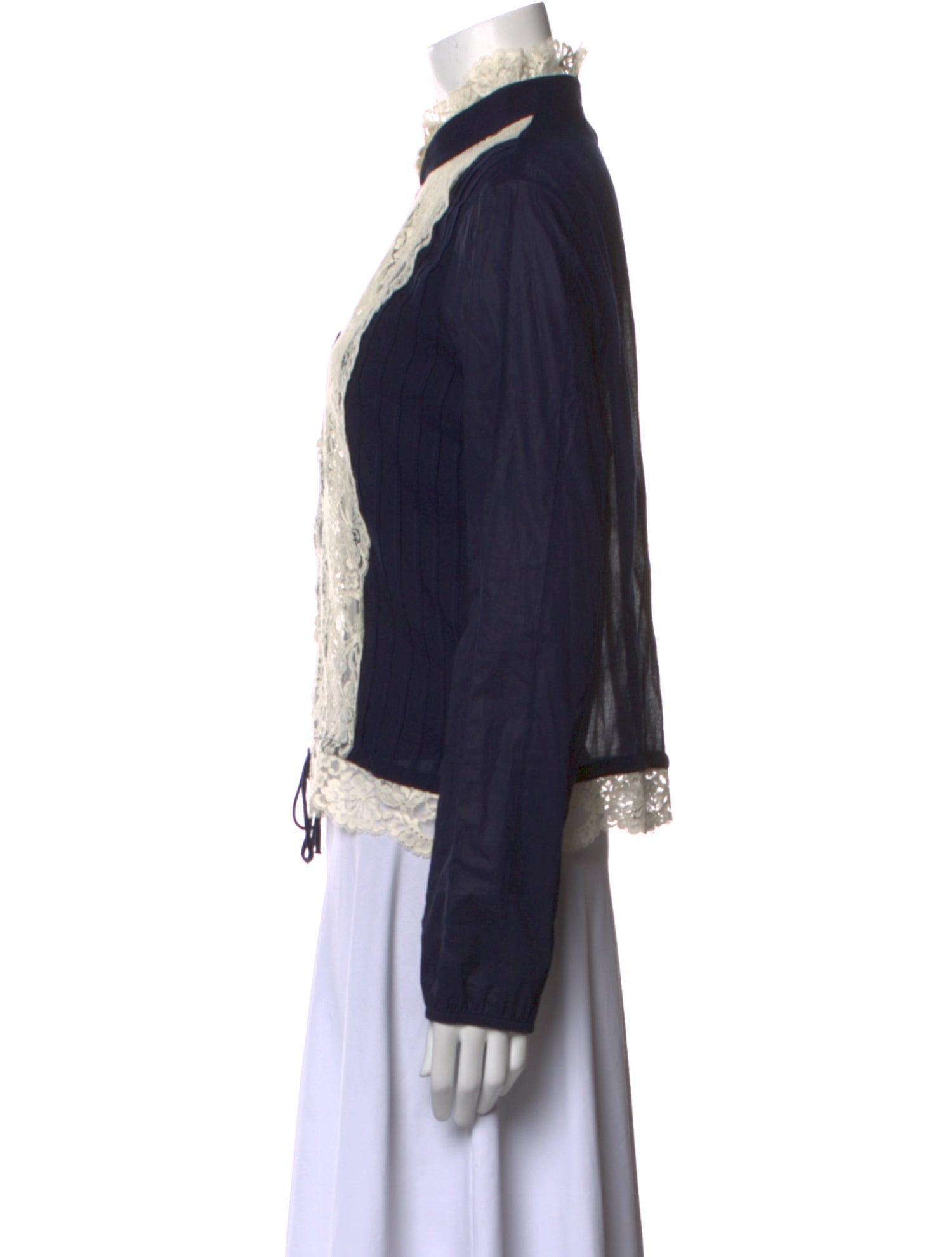 See by Chloé Lace Pattern Mock Neck Blouse