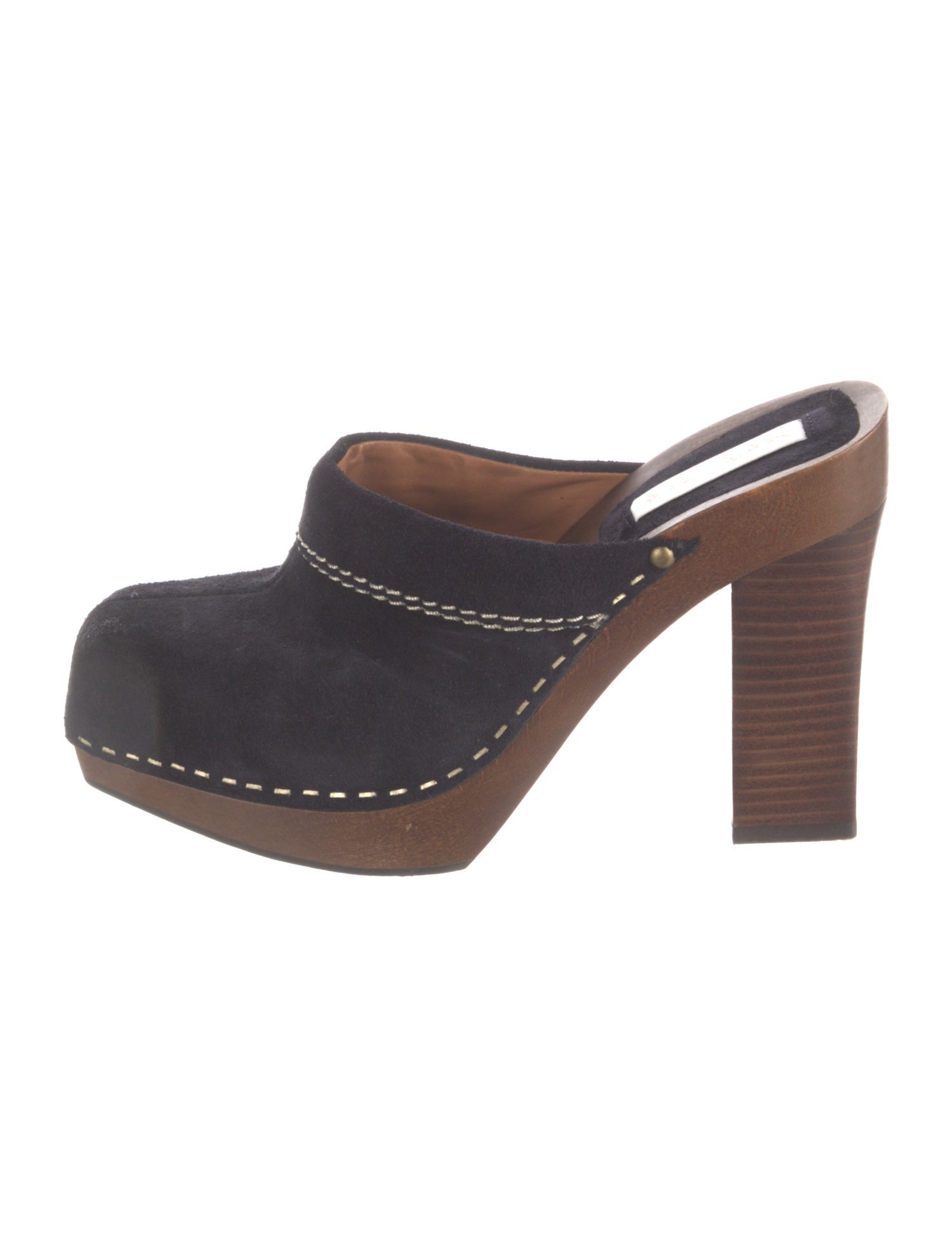 See by Chloé Suede Whipstitch Trim Mules