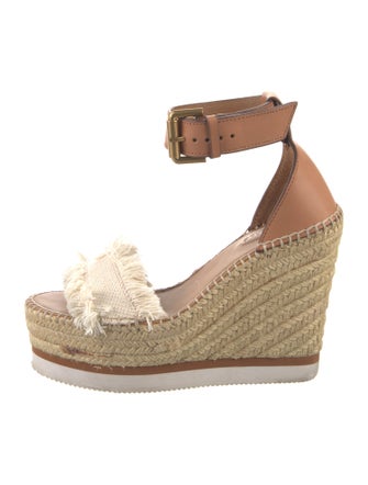 See by Chloé Leather Raw-Edge Trim Espadrilles