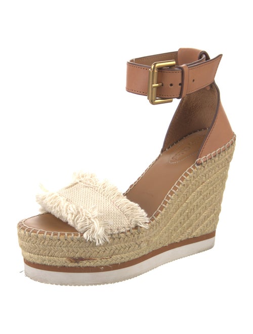 See by Chloé Leather Raw-Edge Trim Espadrilles