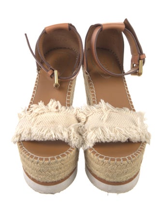 See by Chloé Leather Raw-Edge Trim Espadrilles