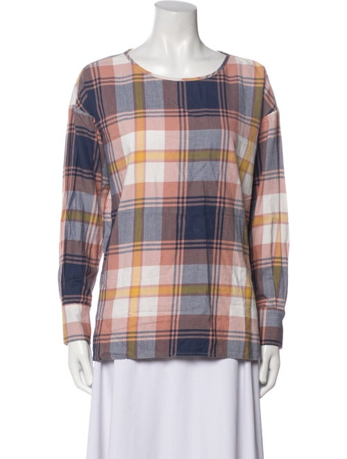 See by Chloé Plaid Print Scoop Neck Button-Up Top