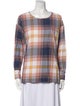 See by Chloé Plaid Print Scoop Neck Button-Up Top