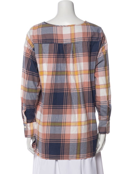 See by Chloé Plaid Print Scoop Neck Button-Up Top