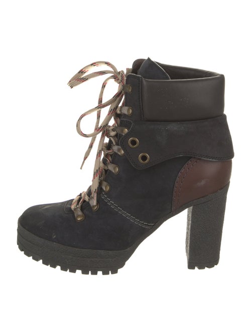 See by Chloé Suede Colorblock Pattern Lace-Up Boots