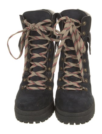 See by Chloé Suede Colorblock Pattern Lace-Up Boots