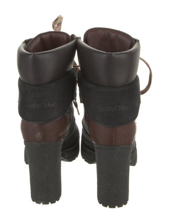 See by Chloé Suede Colorblock Pattern Lace-Up Boots