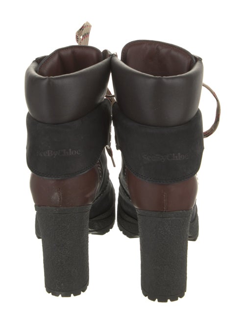 See by Chloé Suede Colorblock Pattern Lace-Up Boots