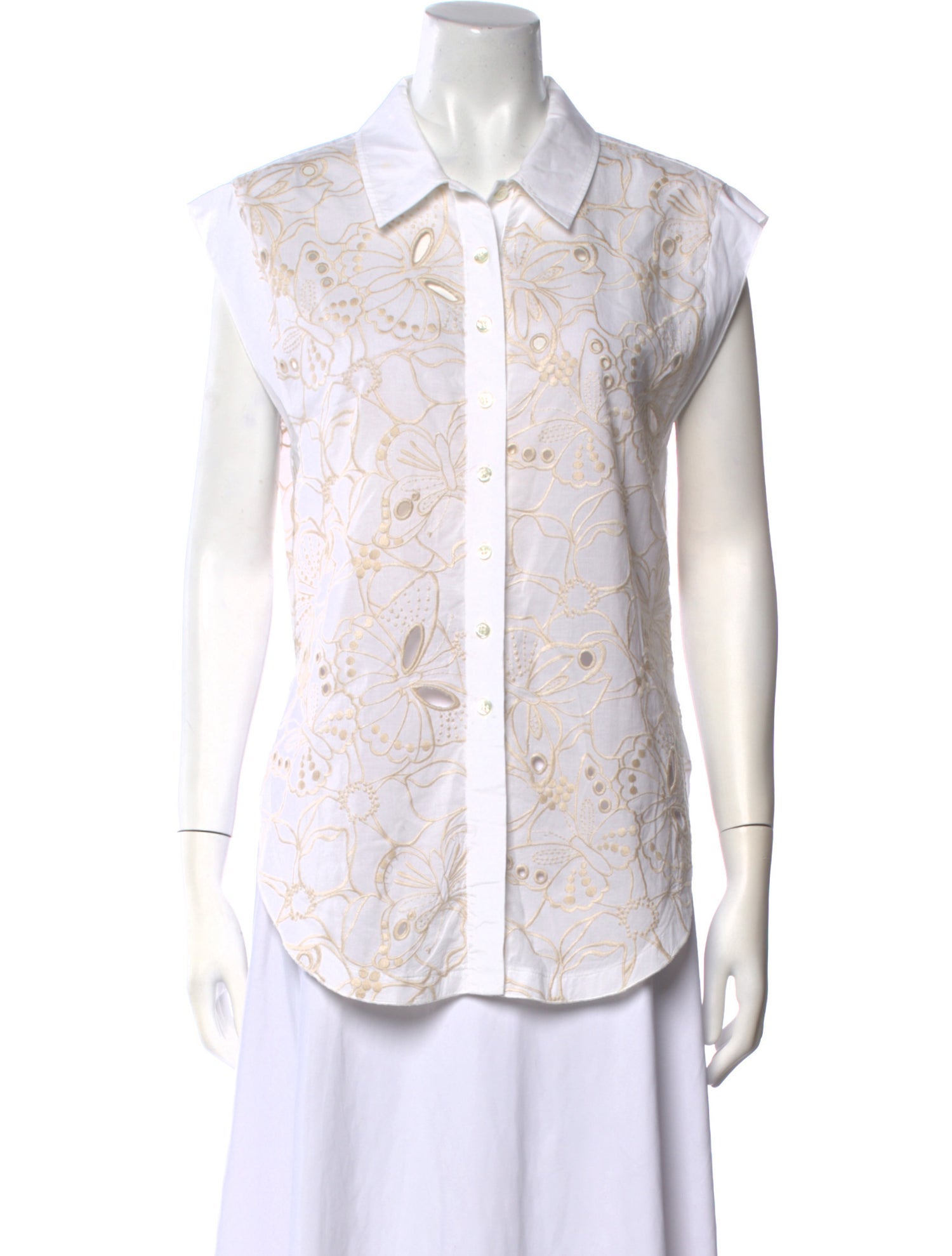 See by Chloé Floral Print Short Sleeve Button-Up Top