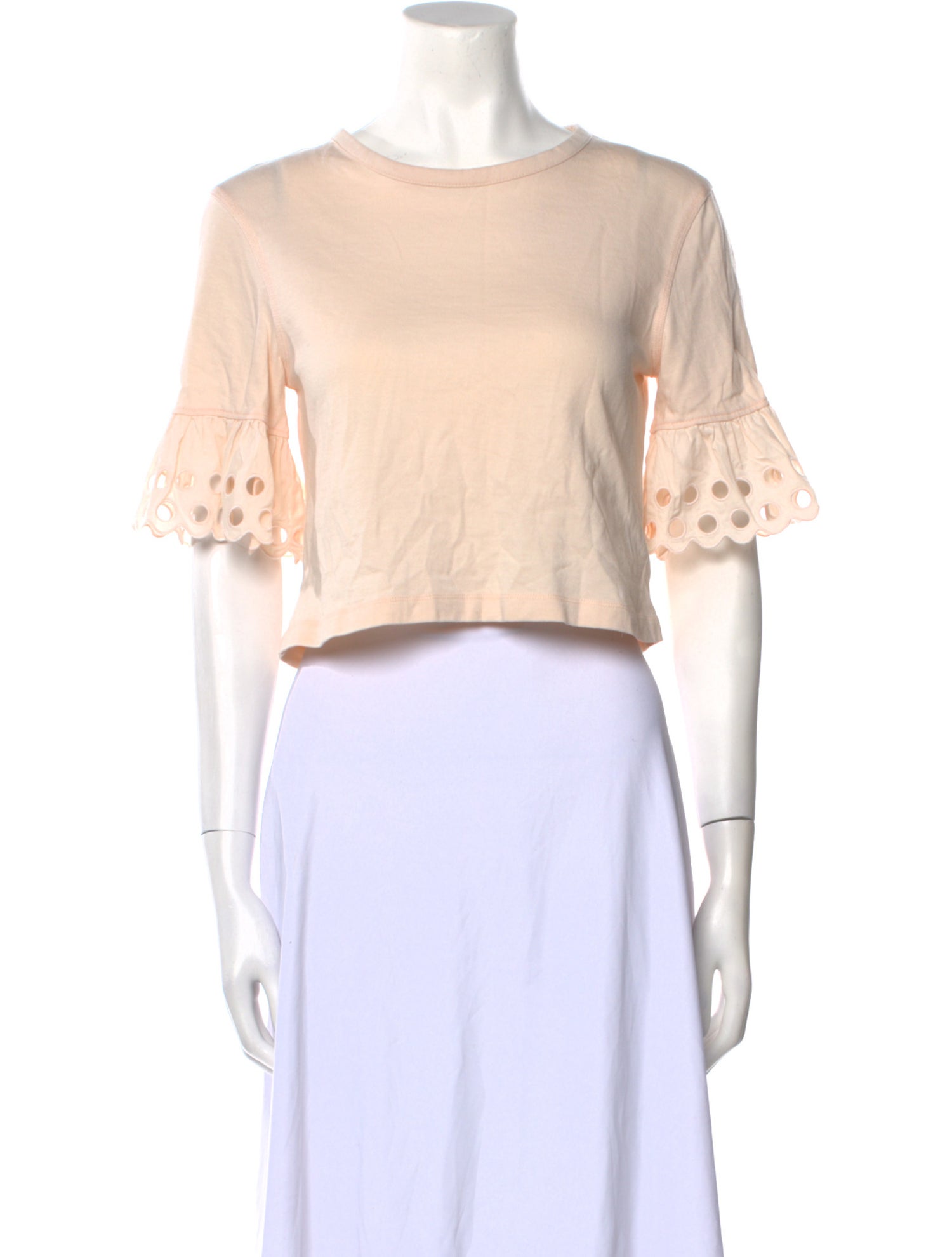 See by Chloé Bateau Neckline Short Sleeve Crop Top