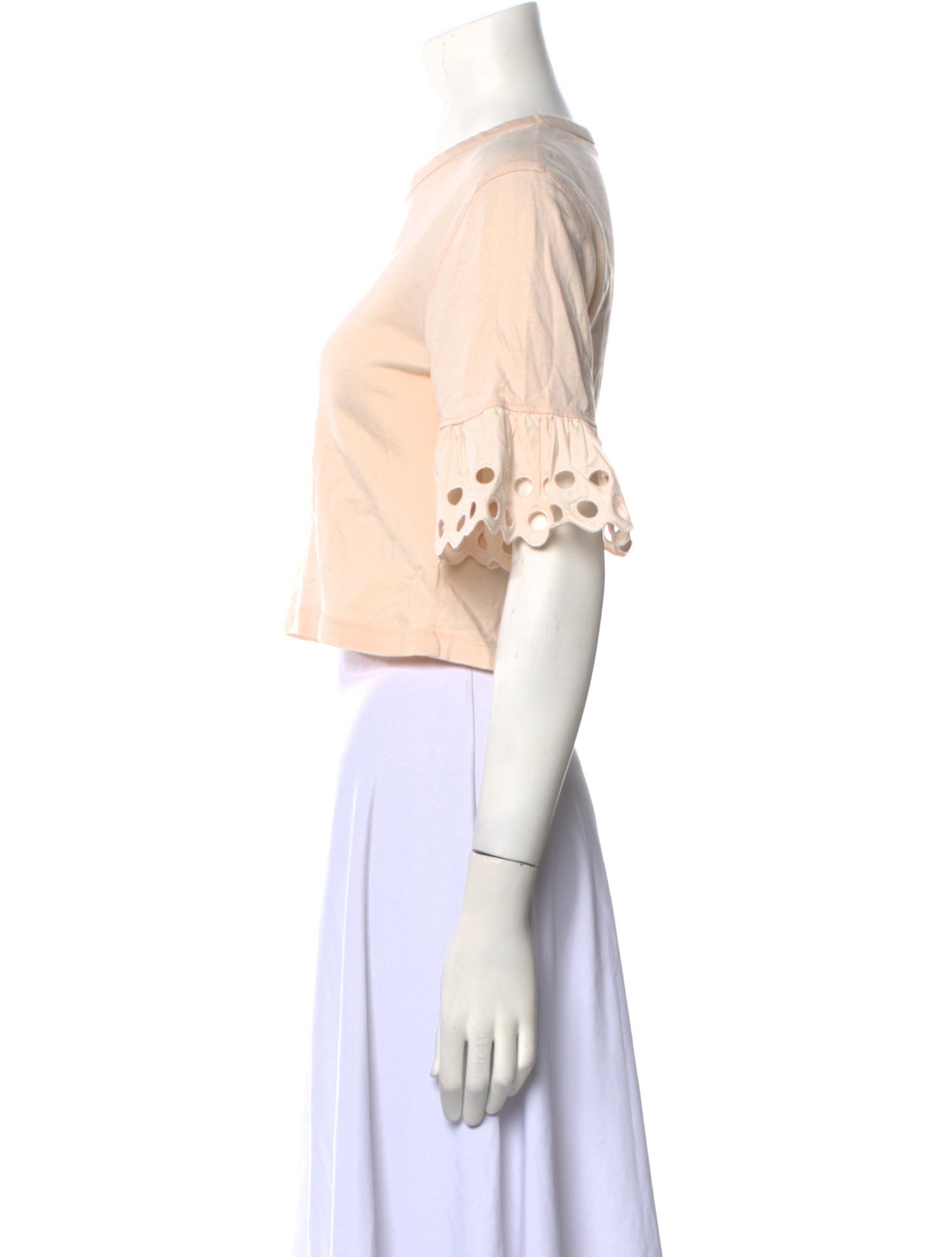 See by Chloé Bateau Neckline Short Sleeve Crop Top