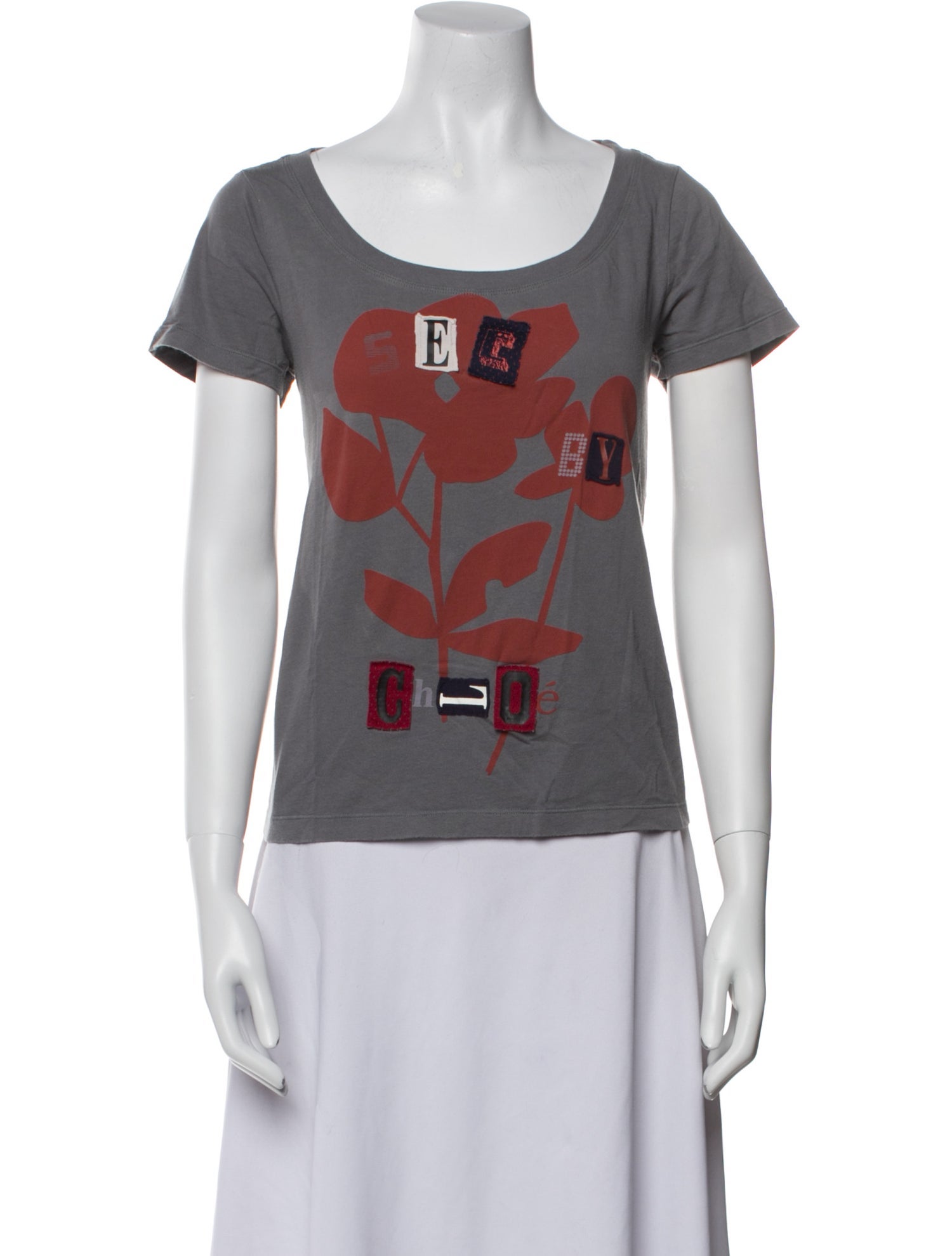 See by Chloé Graphic Print Scoop Neck T-Shirt