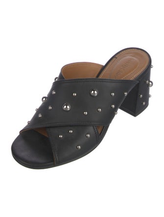 See by Chloé Leather Studded Accents Slides