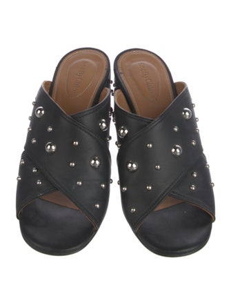 See by Chloé Leather Studded Accents Slides