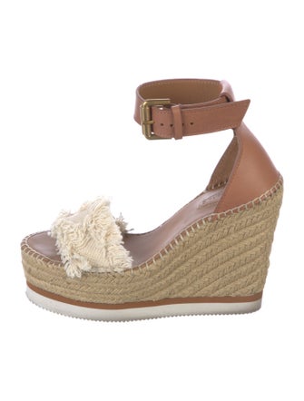 See by Chloé Leather Raw-Edge Trim Espadrilles