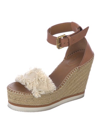 See by Chloé Leather Raw-Edge Trim Espadrilles