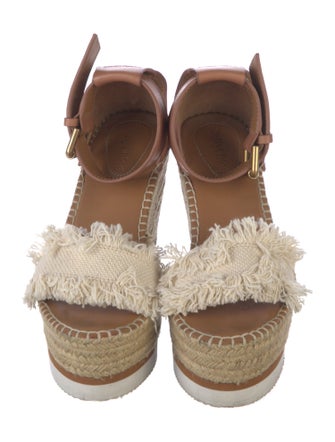 See by Chloé Leather Raw-Edge Trim Espadrilles